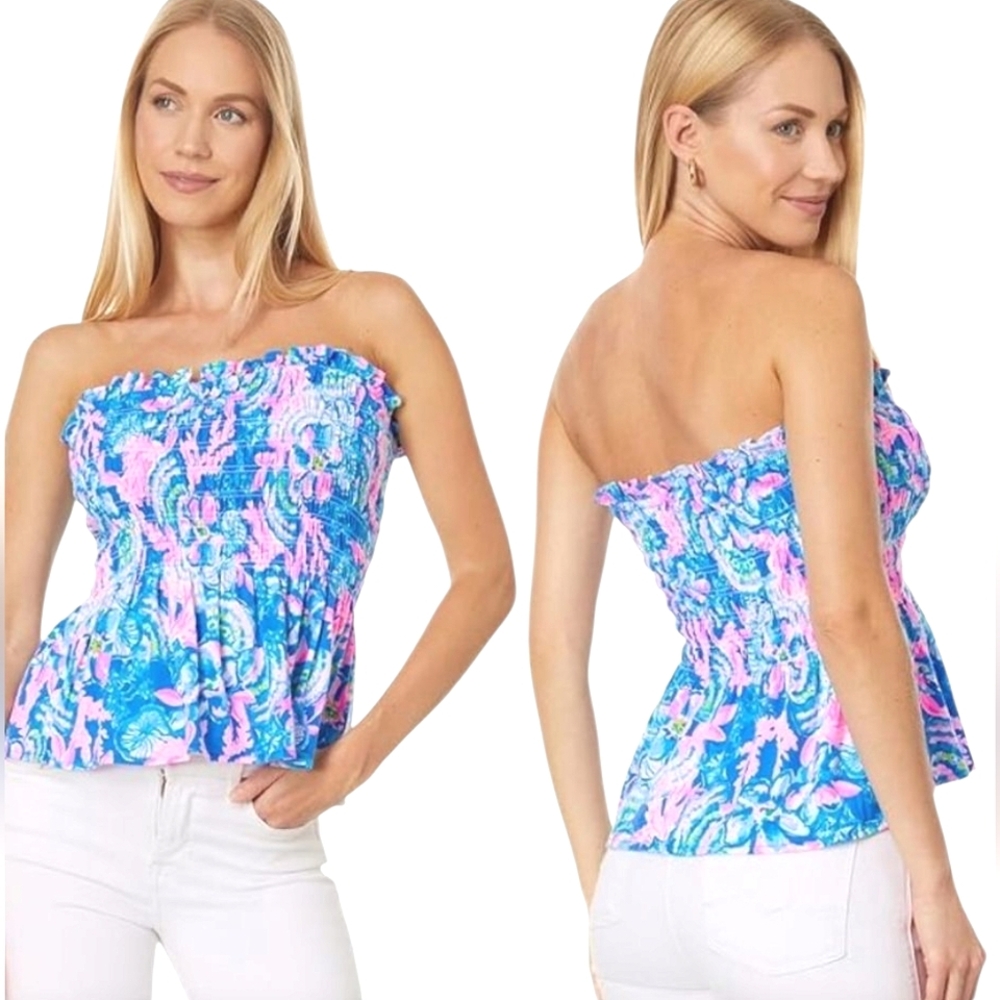 Lilly Pulitzer Jadis Blue Tang Sitting Seaside Tube Top